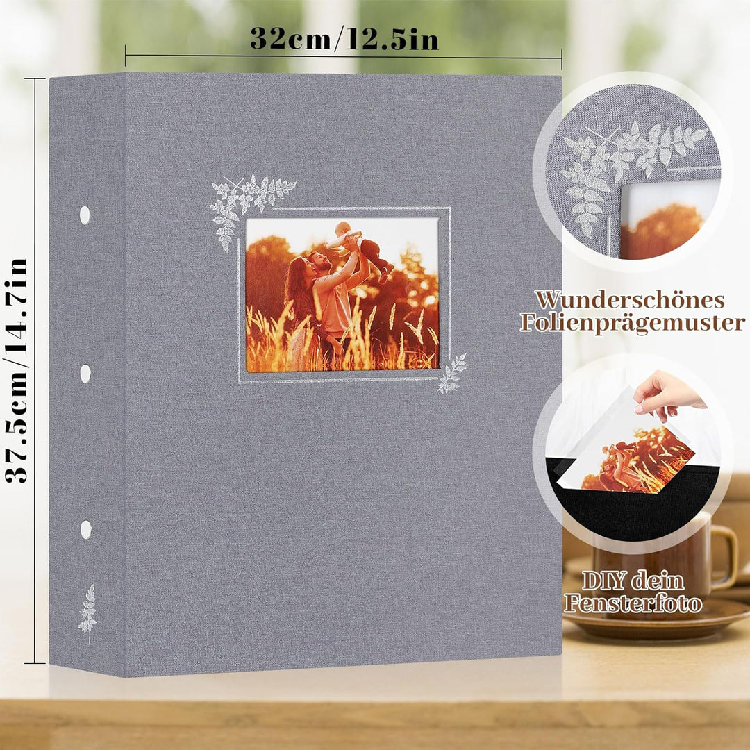 Lanpn Fotoalbum 11,5x15 11x15 600 Taschen, Grosses Leinen Einstecken Einsteckalbum für Vertikale und
