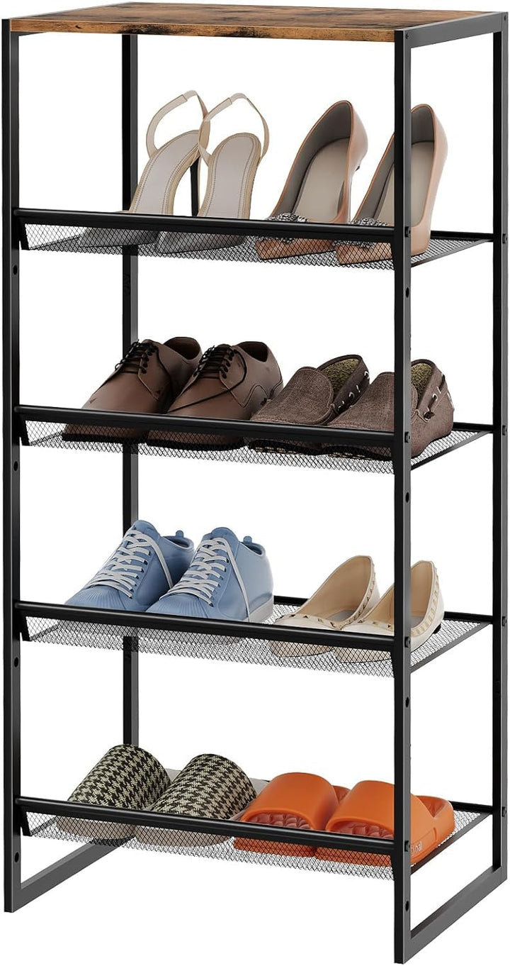 Huhote Schuhregal 5 Ebenen, Schuhständer Metall, Schuhregal Klein, Schuh-Organizer, Schuhaufbewahrun