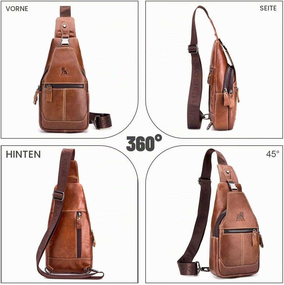 Herren-Brusttasche Umhängetasche aus Echtem Leder Sport und Freizeit im Freien Multifunktionale Vint