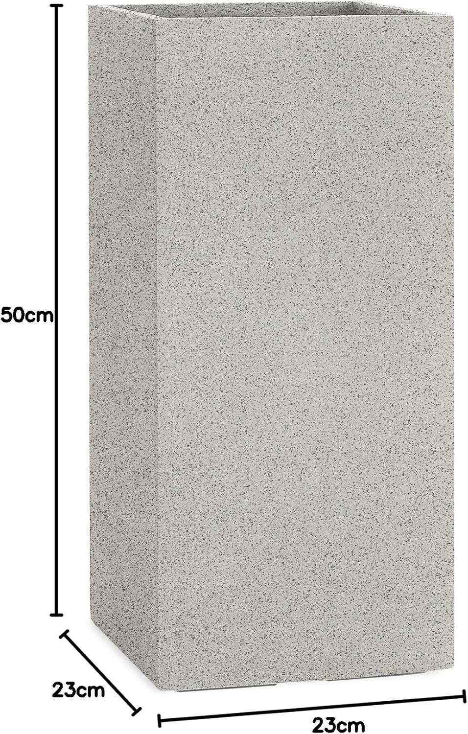 Pflanzwerk® Pflanzkübel Tower Granit Grau 50x23x23cm *Frostbeständiger Blumenkübel* *UV-Schutz* *Qua