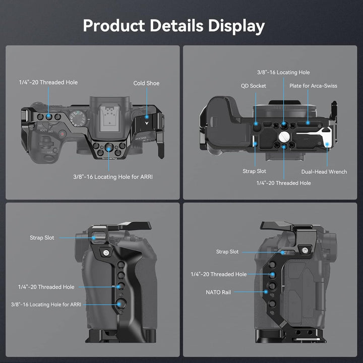 SMALLRIG Cage für Canon R8, Kamerakäfig mit 1/4"-20 Gewindelöchern, 3/8"-16 Positionierungslöchern f