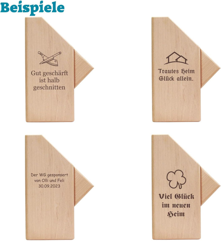 Messerblock aus Holz mit Gravur, Name + Motiv, Buchenholz Block für Küchenmesser, Messerhalter, Orga
