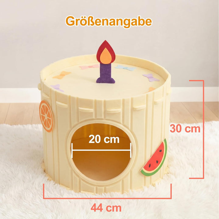Katzenhöhle Filz, Stabiles Katzenhaus Indoor mit Aufklebern | Katzenbett mit Jingle-Kerze, Kuchen-Ka