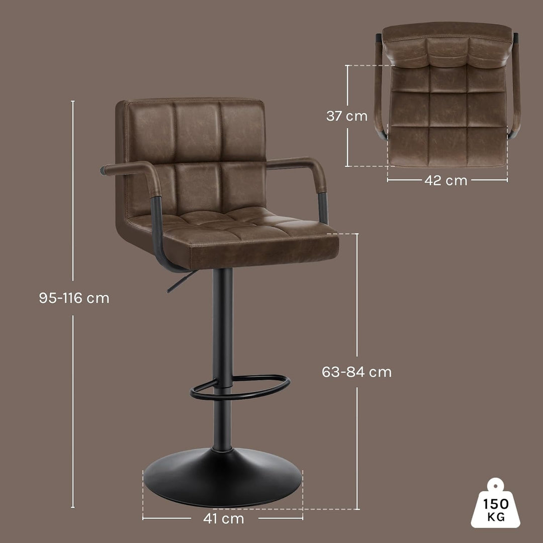 WOLTU Barhocker 2er Set Barstuhl Tresenhocker Bistrohocker Designer Hocker mit Rückenlehne, Kunstled