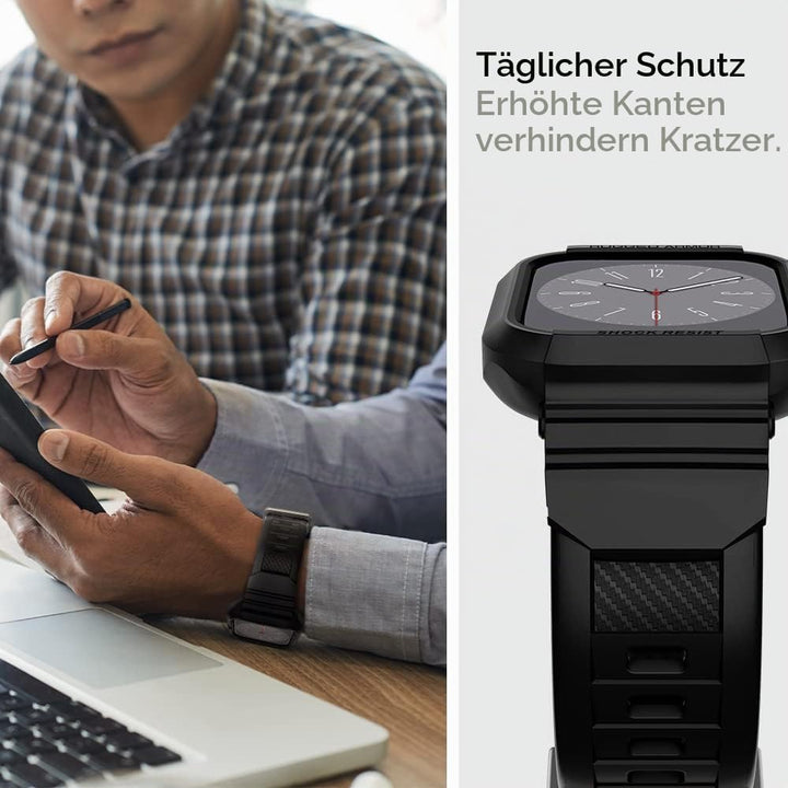 Spigen Rugged Armor Pro Hülle mit Band für Apple Watch 41/40mm | TPU-Unibody-Hülle mit Armband, Carb