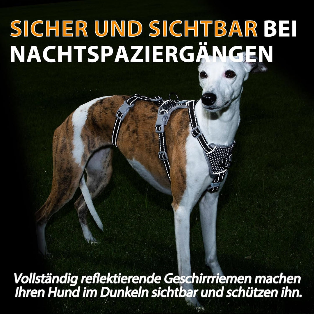 Huntboo Sicherheitsgeschirr Hund Ausbruchsicher, Panikgeschirr für Hunde, Anti Zug Hundegeschirr, Re
