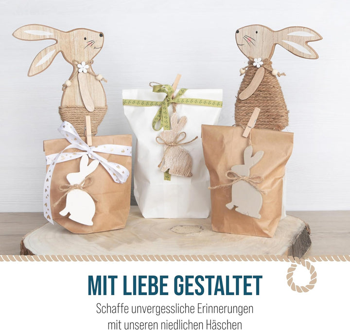 Logbuch-Verlag Osteranhänger aus Holz, 9er Set: Osterhasen-Deko zum Aufhängen, Osterschmuck für Oste