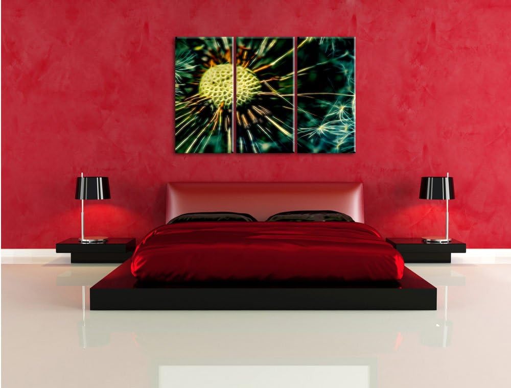 Pixxprint Pusteblume als Leinwandbild/Grösse: 3 Teilig (120x80 cm) cm/Wandbild/Kunstdruck/fertig bes