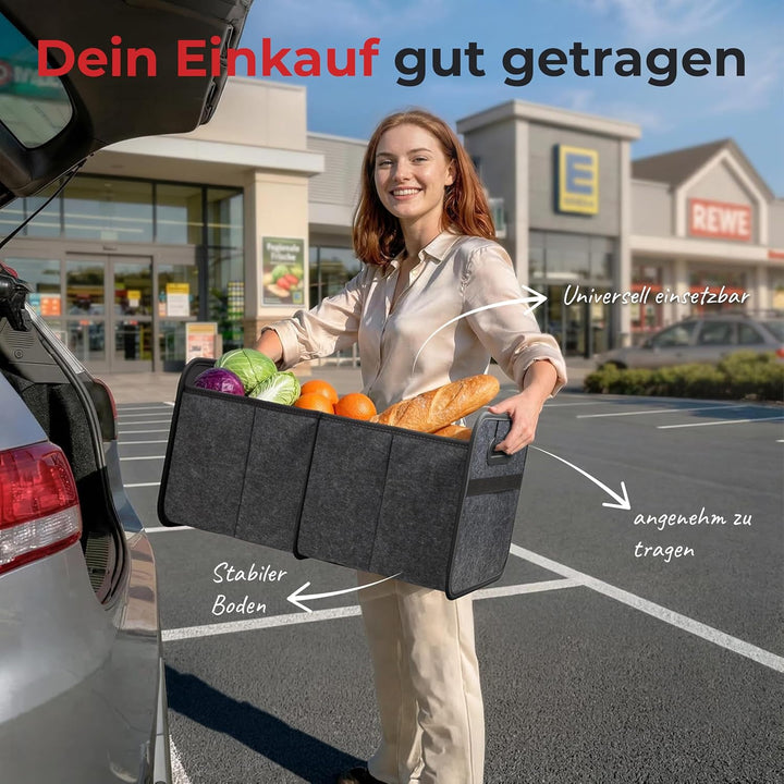 Achilles Auto-Faltbox XL - Filz-Kofferraumtasche Mit Grossem Stauraum - Einkaufstasche - Aufbewahrun