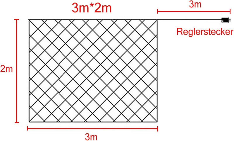 Aufun LED Lichternetz 3x2m 250LEDs Lichterkette Lichterkettennetz 8Modi Lichtervorhang mit Stecker f