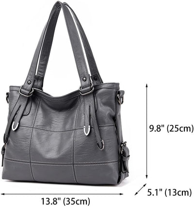 DEERWORD Damen Taschen Handtaschen Elegant Frau Schultertaschen Lack PU-Leder Henkeltaschen Grau, Gr