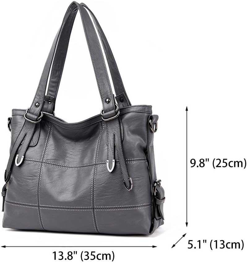 DEERWORD Damen Taschen Handtaschen Elegant Frau Schultertaschen Lack PU-Leder Henkeltaschen Grau, Gr