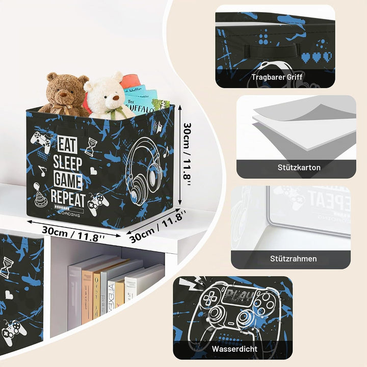 Clastyle 3 Stück Controller Aufbewahrungsbox Kinderzimmer Kallax Boxes Schwarz 30x30x30 cm, Schwarz