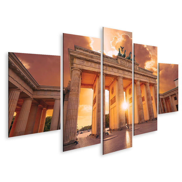islandburner Bild auf Leinwand Berlin Brandenburger Tor Sonnenuntergang Bilder Wandbilder Poster Lei