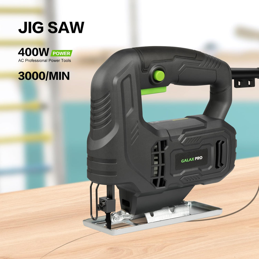 GALAX PRO 400W Stichsägen, 3000 U/min, ±45° Winkelschnitt, Feststellknopf, mit für Holz und Metall g