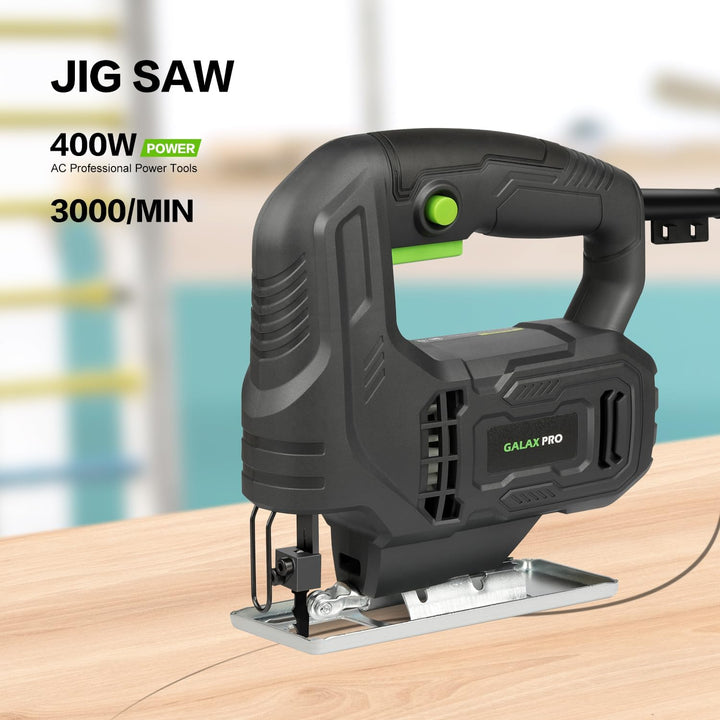 GALAX PRO 400W Stichsägen, 3000 U/min, ±45° Winkelschnitt, Feststellknopf, mit für Holz und Metall g