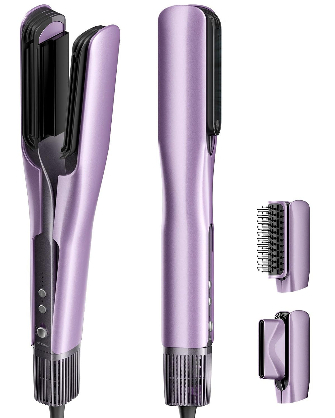 HITTIONA Air Haarglätter Föhn 3 in 1 - Nass-zu-Trocken Glätteisen mit Föhndüse &amp; Volumenbürste, Troc