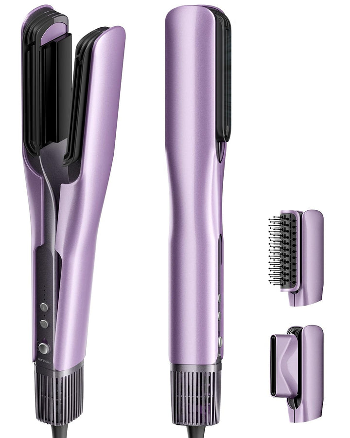 HITTIONA Air Haarglätter Föhn 3 in 1 - Nass-zu-Trocken Glätteisen mit Föhndüse &amp; Volumenbürste, Troc