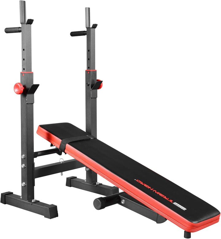 TrainHard® Multifunktion Hantelbank Drückerbank mit Hantelablage klappbar silver line