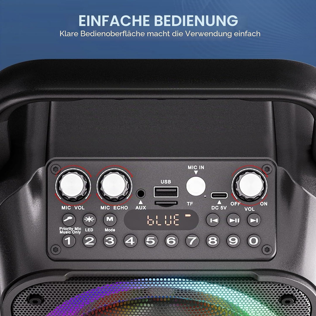 Karaoke Maschine Ankuka Karaoke Anlage mit 2 Mikrofonen Bluetooth Lautsprecher für Erwachsene & Kind