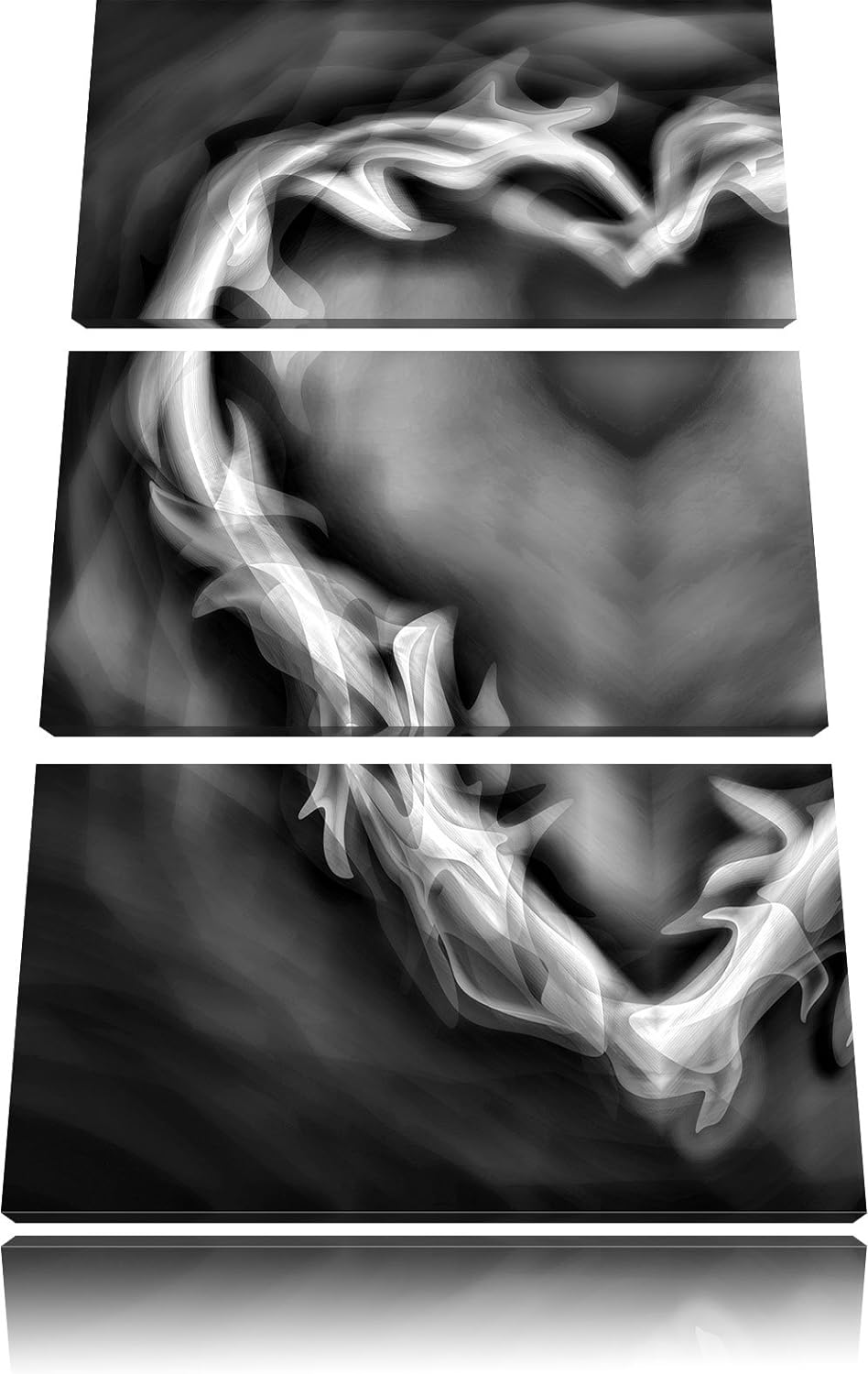 Pixxprint Herz aus Feuer als Leinwandbild/Grösse: 3 Teilig (120x80) cm/Wandbild/Kunstdruck/fertig be