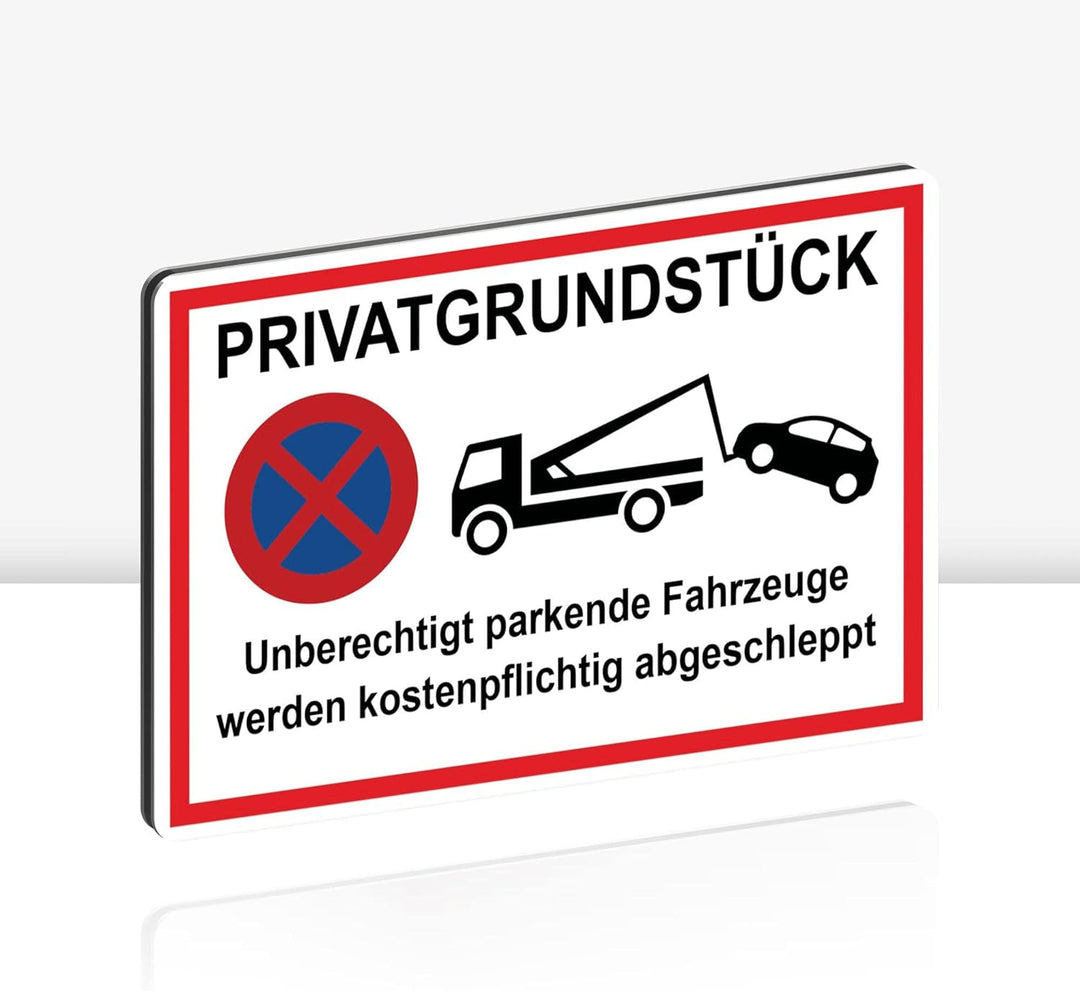 2 Stück XXL Privatgrundstück Schild 40x30cm Alu 3mm Alu-Dibond stabile Aluminiumverbundplatte unbere