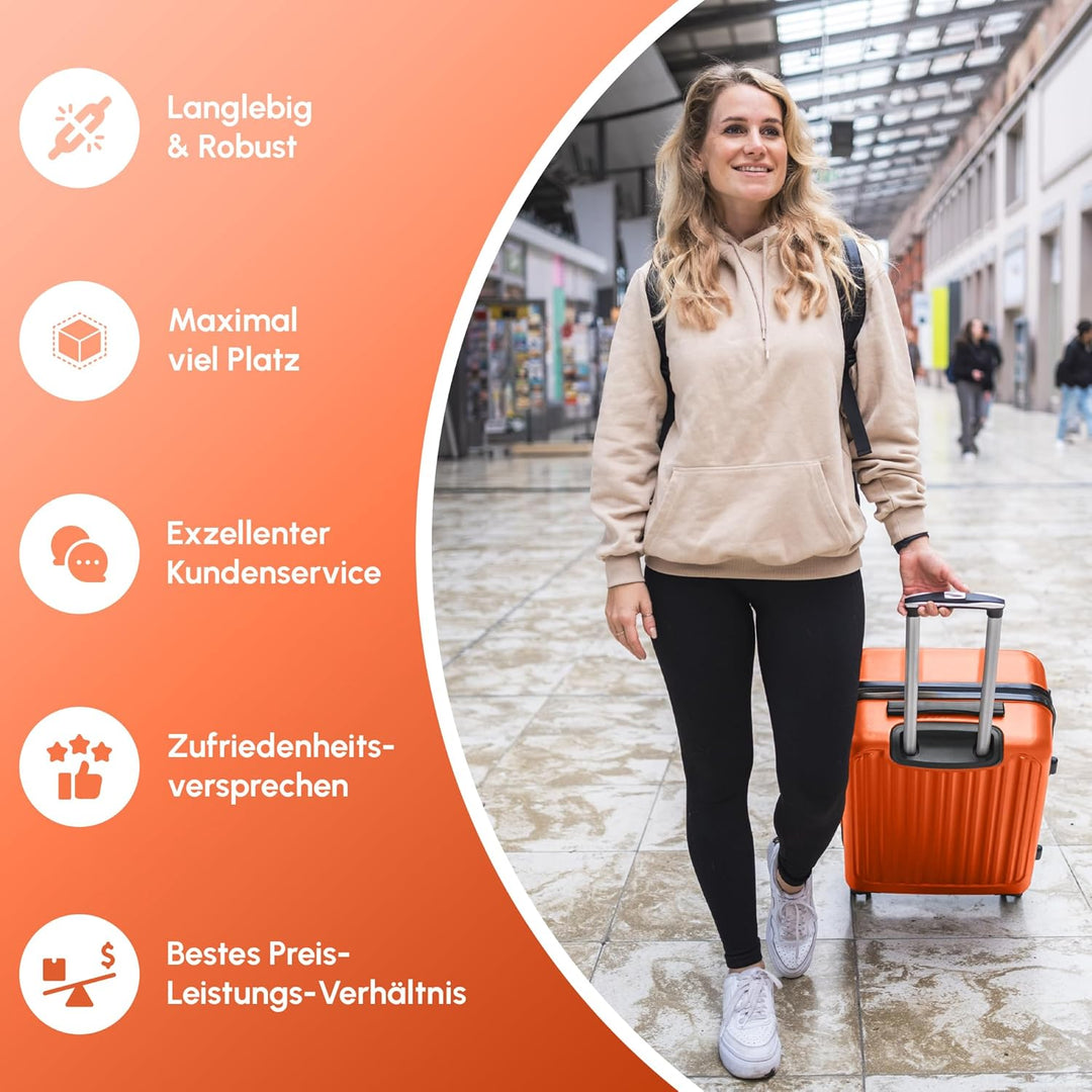 Easy Move ABS Hartschalenkoffer [ERGONOMISCH & SICHER] - Grosser Trolley Koffer mit 360° Rädern, Zah