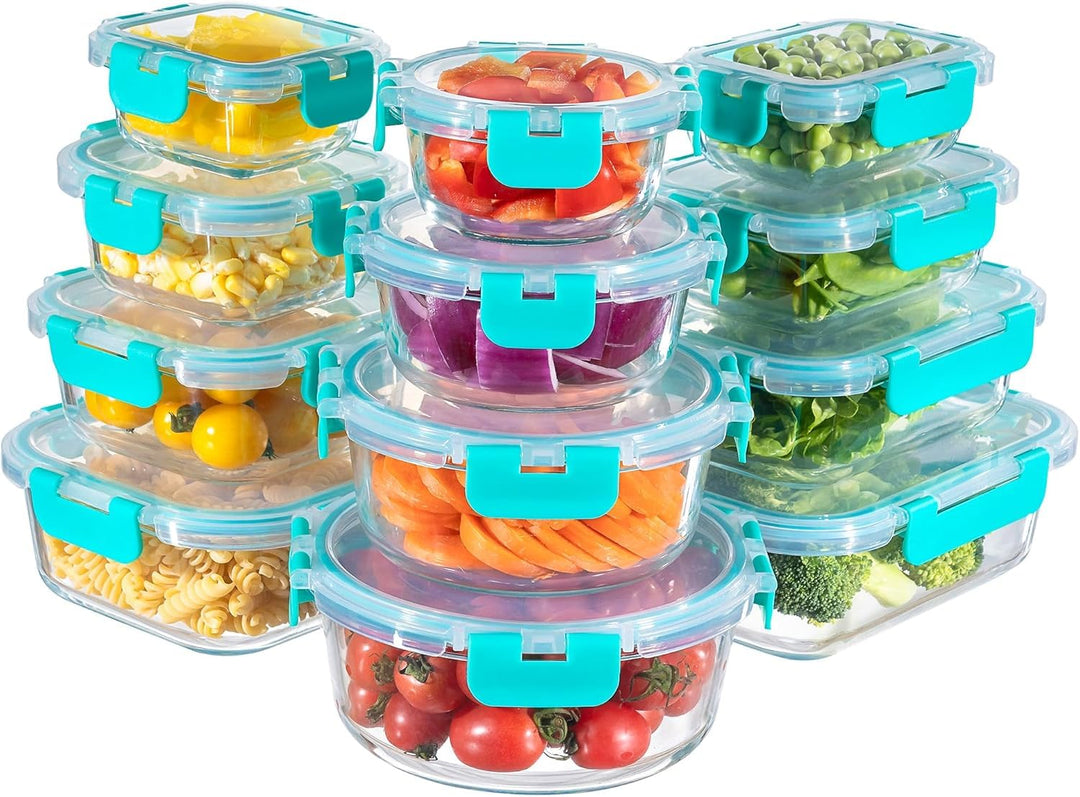 MFY 12 Stück Glasbehälter mit Deckel, Frischhaltedosen mit Deckel, Meal Prep Boxen Glas mit 12 Behäl