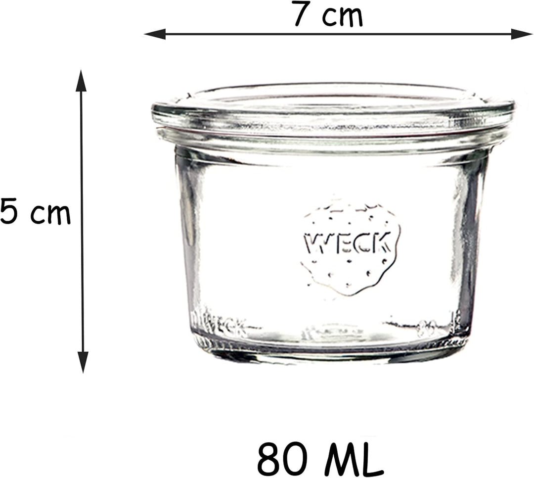 Weck Gläser Mini Einmachgläser mit Deckel 80 ml 12 Stück pro Set