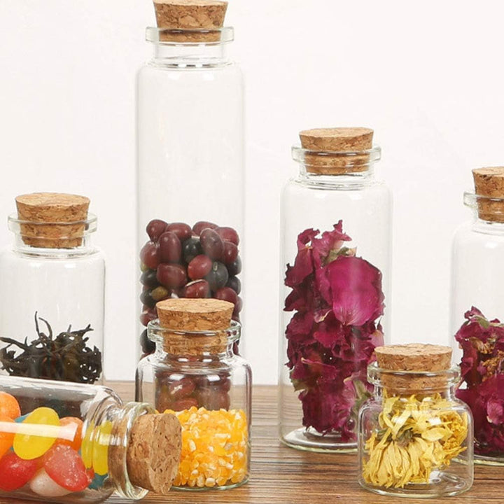 HEMOTON 20 Stück Glasflaschen Gläser Gewürzgläser-Set mit Korken Mini Glasfläschchen Bonbon Gläser S