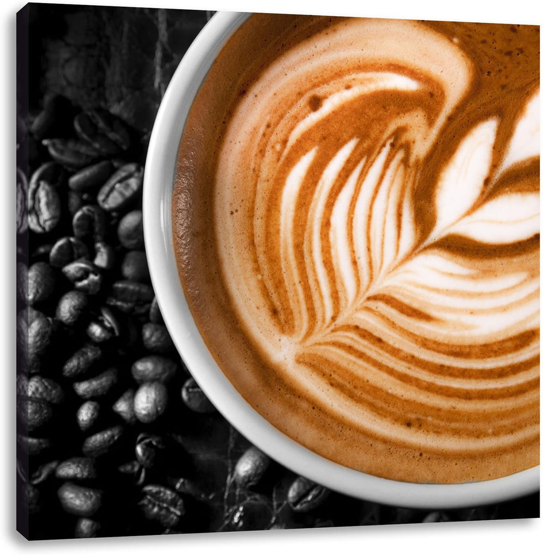 Pixxprint Edler Kaffee mit Schaumverzierung als Leinwandbild/Grösse: 70x70 cm/Wandbild/Kunstdruck/fe