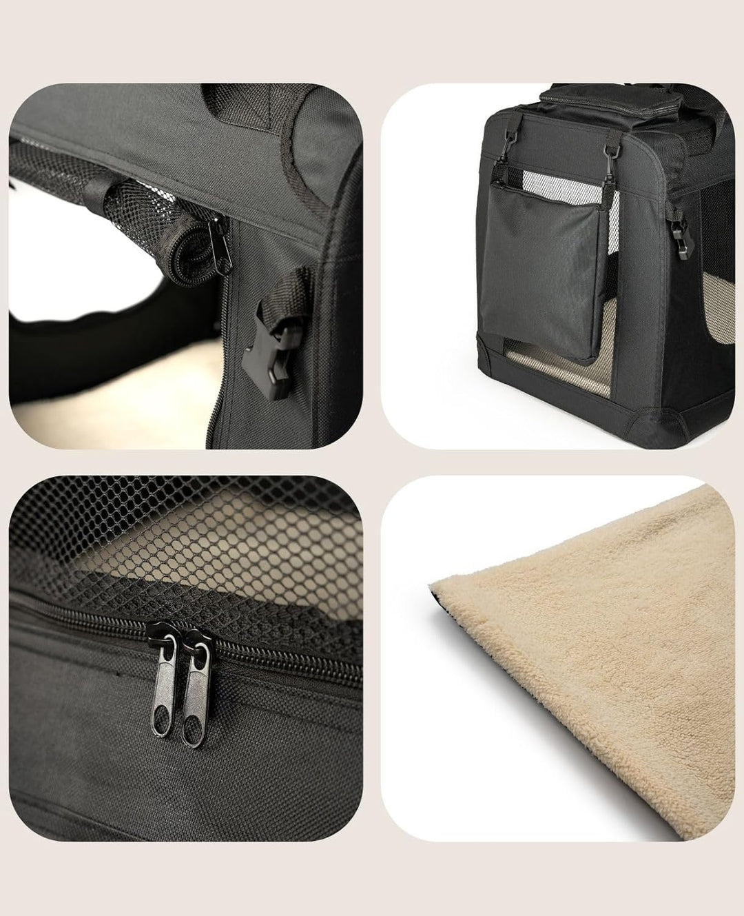 Dibea Hundetransportbox Hundetasche Hundebox Faltbare Kleintiertasche Schwarz (XXL) 90x61x65