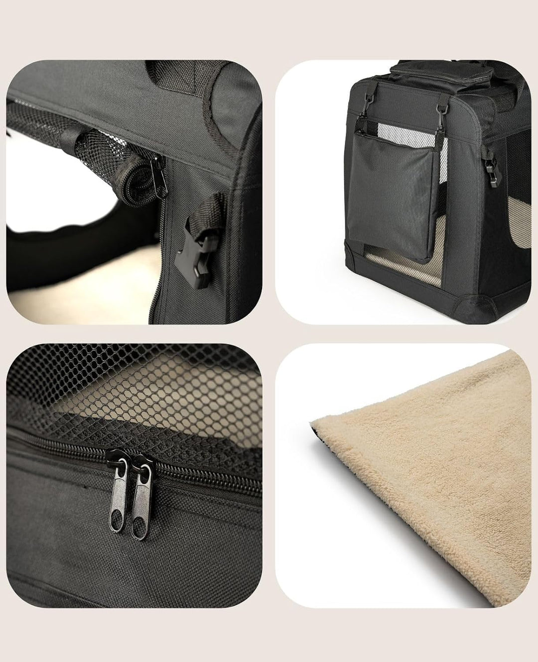 Dibea Hundetransportbox Hundetasche Hundebox Faltbare Kleintiertasche Schwarz (XXL) 90x61x65