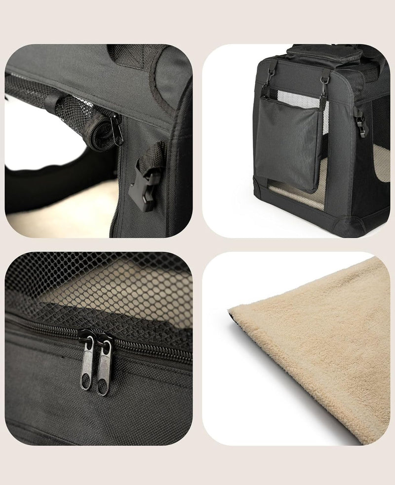 lionto Hundetransportbox Hundetasche Hundebox faltbare Kleintiertasche, (M) 60x42x44 cm schwarz Schw