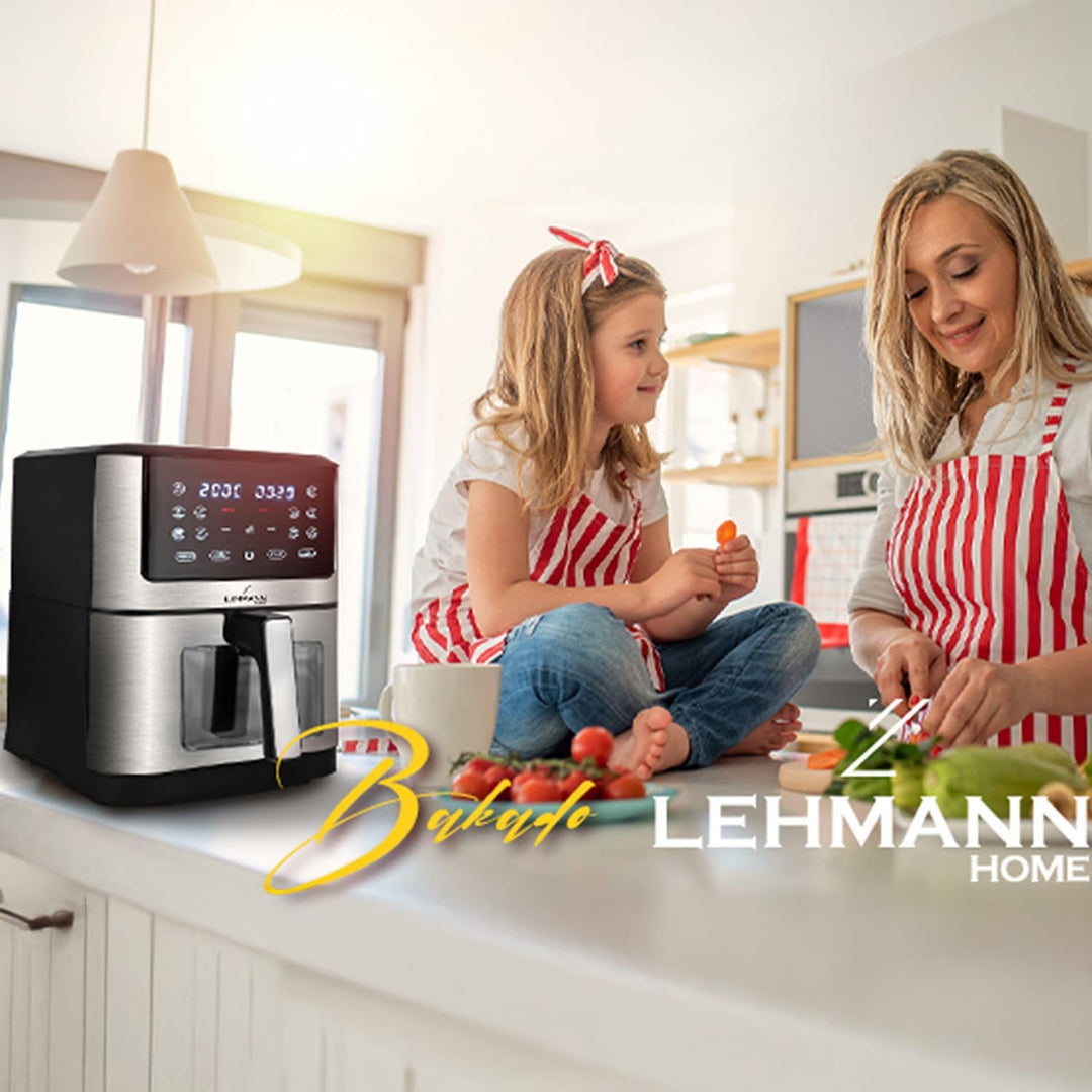 Lehmann Heissluftfritteuse LHODF-1880B XXL 8 Liter, Friteuse Heissluft 1800 W mit Temperaturregelung