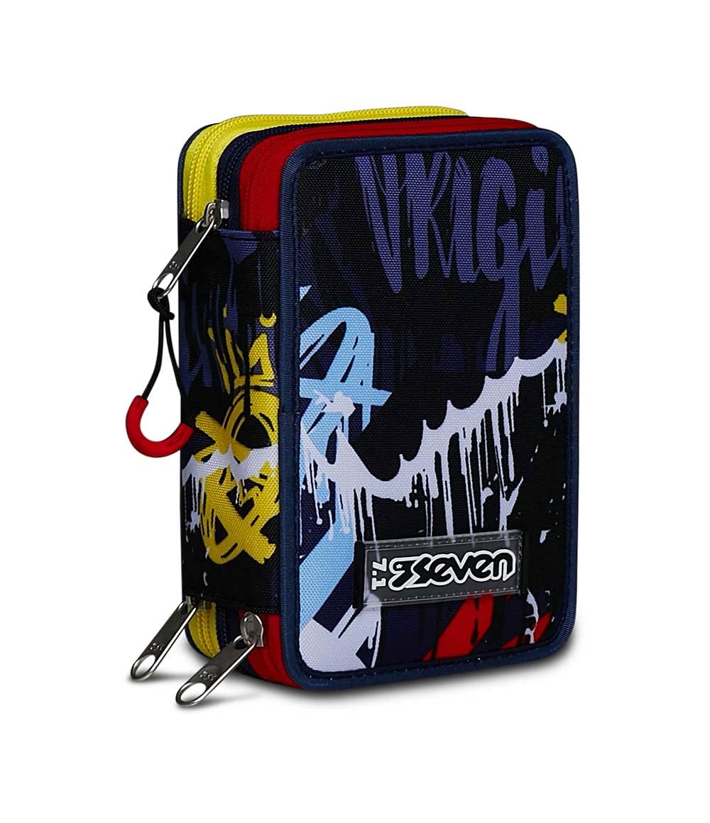 Seven Federmäppchen, Mäppchen, mehrfarbig, Federtasche für Schreibwaren, Etui komplett mit Bleistift