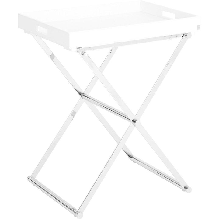 JOOP! HOMELINE, Beistelltisch klappbar mit Tablett XL, Weiss u. Chrom