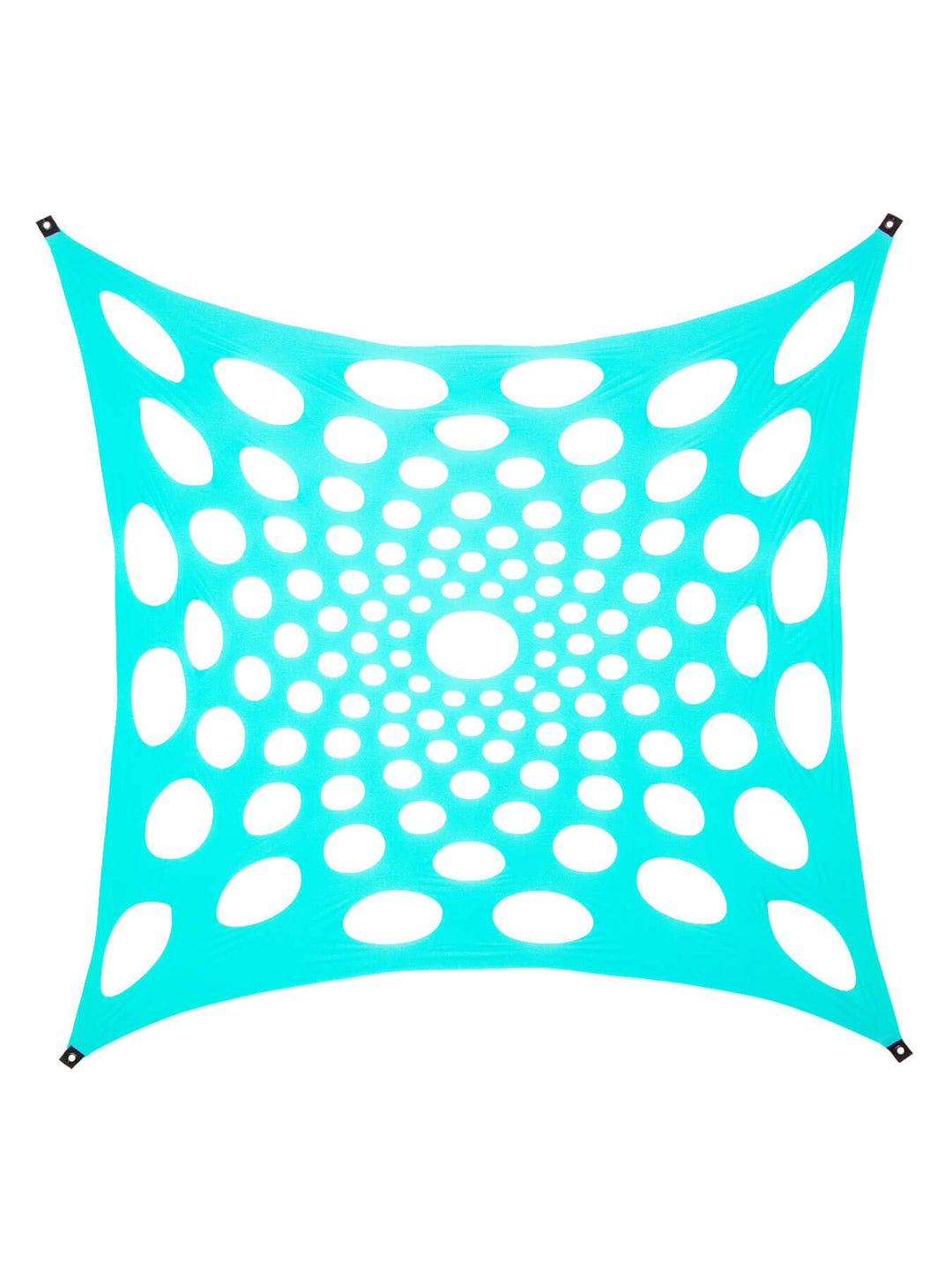 PSYWORK Schwarzlicht Segel Spandex | Mandala Dots II | Hellblau | 3 x 3m | UV-aktiv | Leuchtend | Wa