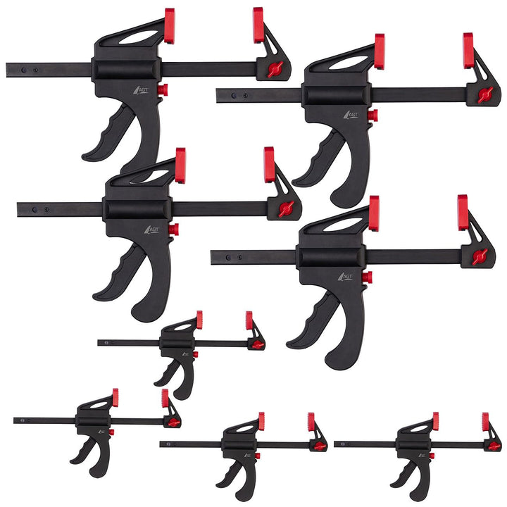 AGT Werkzeug Set Nylon: 8er-Set Einhandzwingen aus Stahl und Nylon, 4x 100 mm und 4x 150 mm (Spannwe