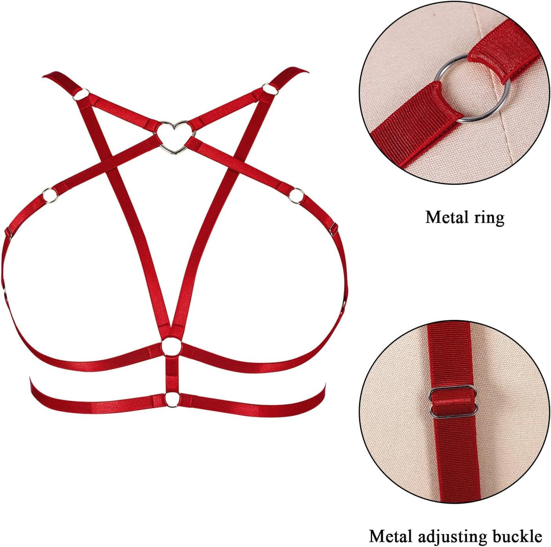 Damen Body Harness Plus Size Pentagramm Mode BH Punk Gothic Top Hohler Gürtel Halloween Weihnachten