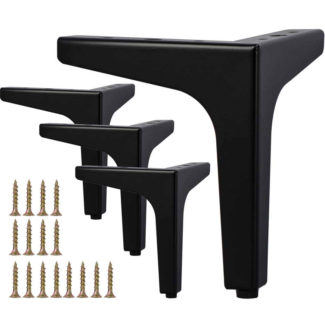 La Vane 4er Set Metall Möbelfüsse (17cm Höhe) Schwarz - Diamant-Dreieck Design für Schrank, Sofa, Co