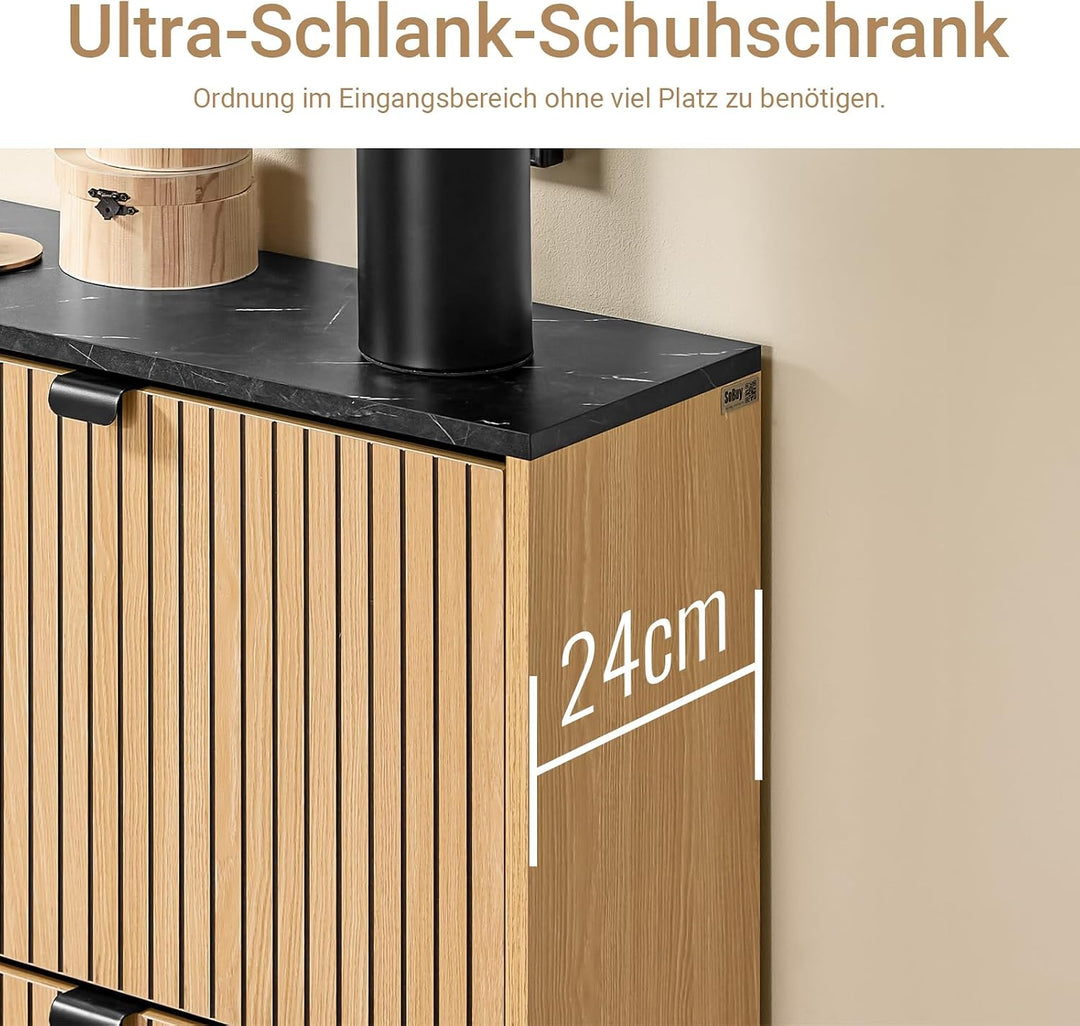 SoBuy Schuhschrank schmal schuhkipper – platzsparendes Schuhregal mit Klappen für Flur &amp; Kommode – m