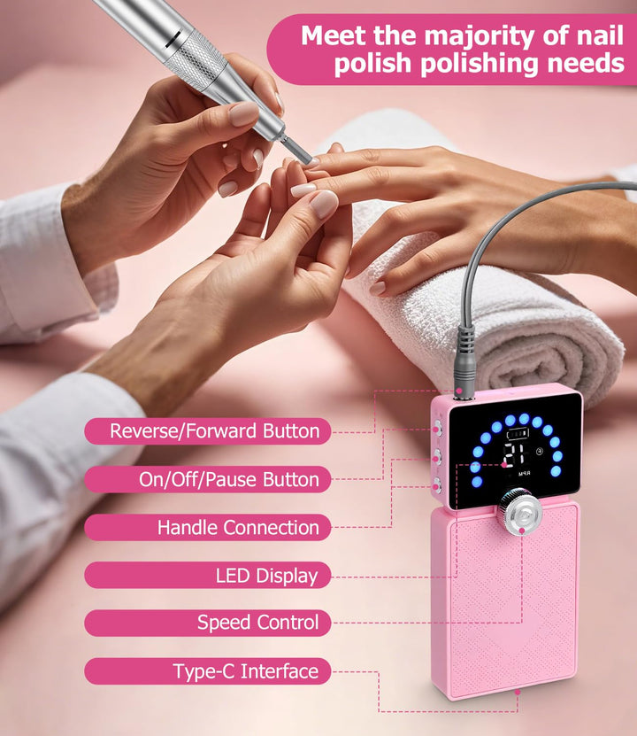 Bixury Nagelfräser Fräser Nägel Maniküre Set Elektrische Nagelfeile 35000 U/min Nagelfeile Fräser Au