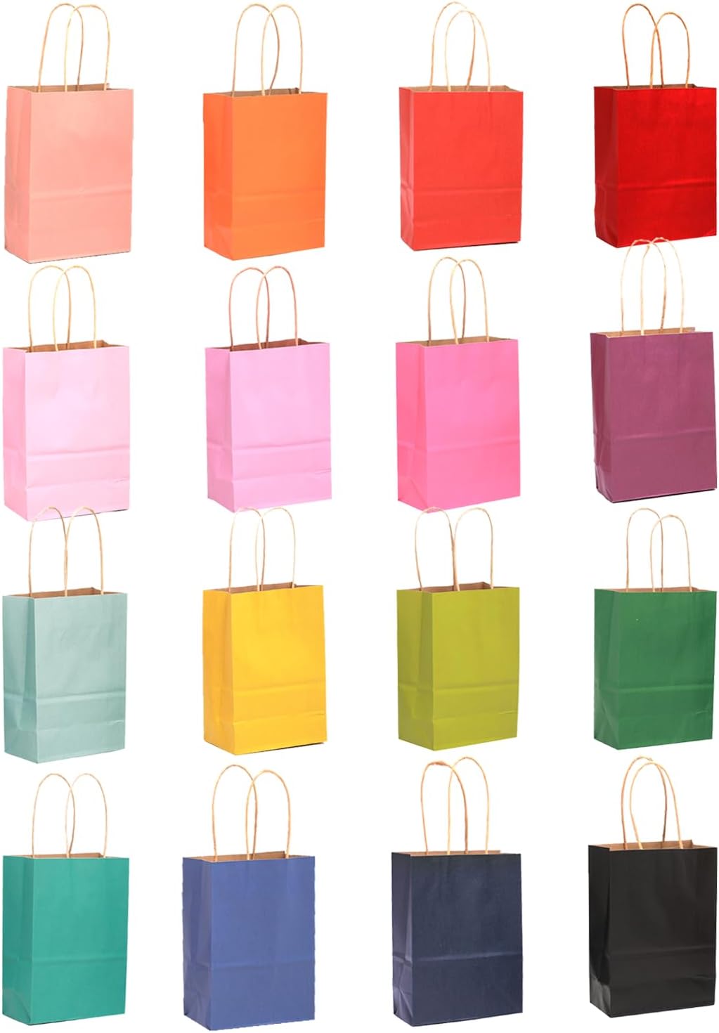 Gcardist 100 Stück Mini-Geschenktüten aus Papier mit Henkeln–4.5"×2.5"×6"kleine Party-Tüten aus Kraf