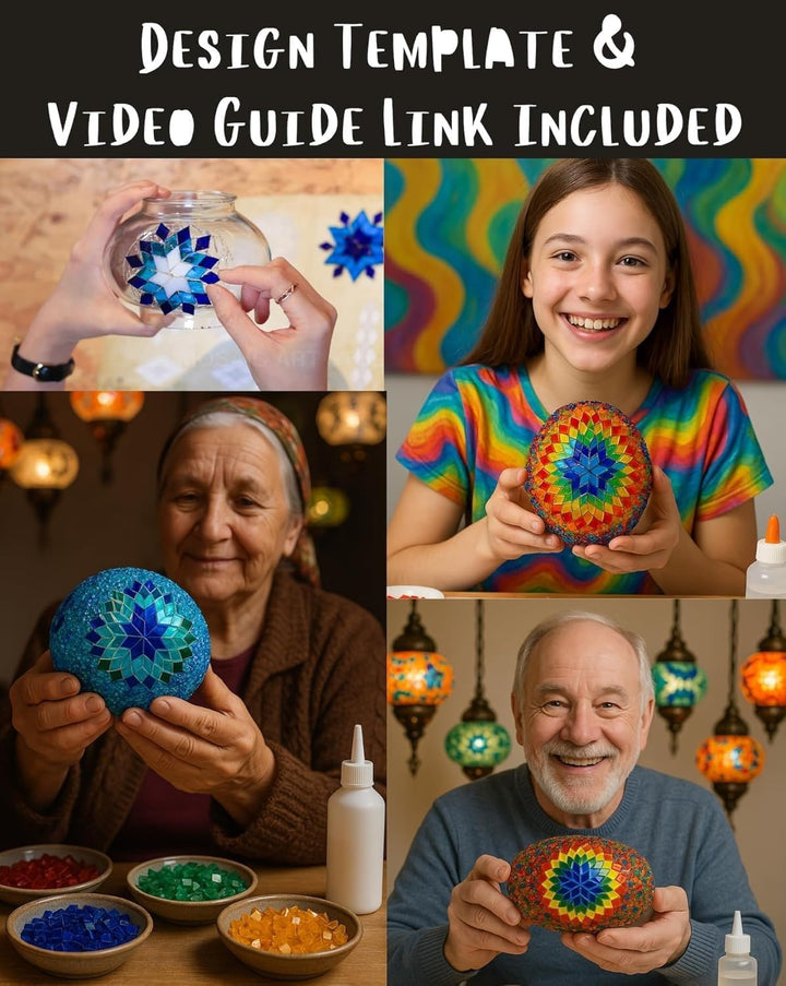 DEMMEX DIY Türkisches Mosaiklampen-Set, komplettes Kunst- und Handwerks-Geschenkset für Erwachsene u