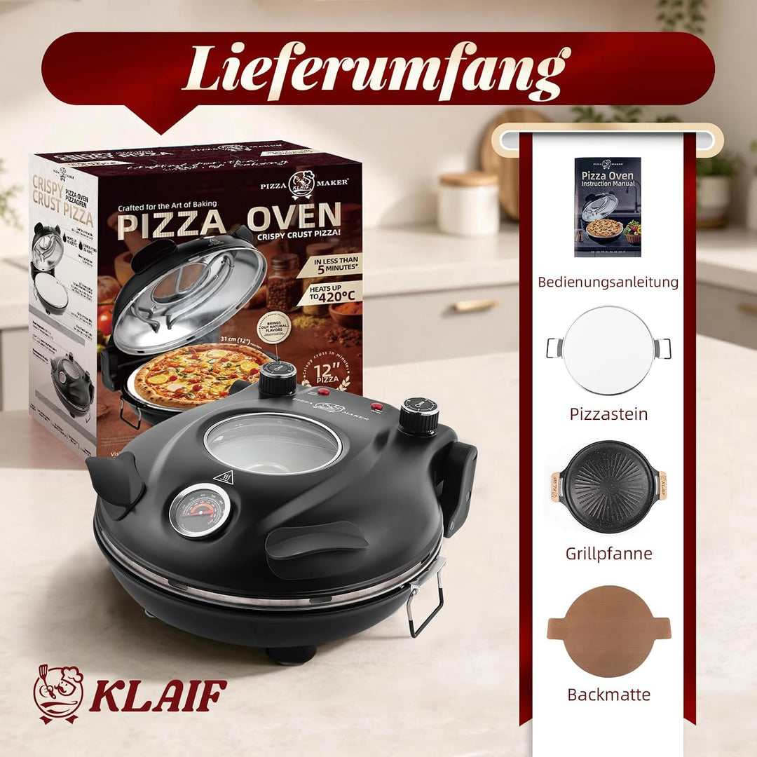 KLAIF Elektrischer Pizzaofen für den Innenbereich, LM-Schwarz (MFSP)