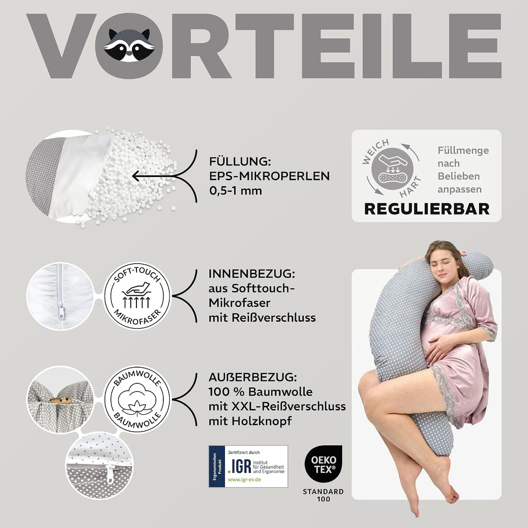 sei Design Stillkissen Mikroperlen XXL Lagerungskissen Schwangerschaftskissen Seitenschläferkissen 1
