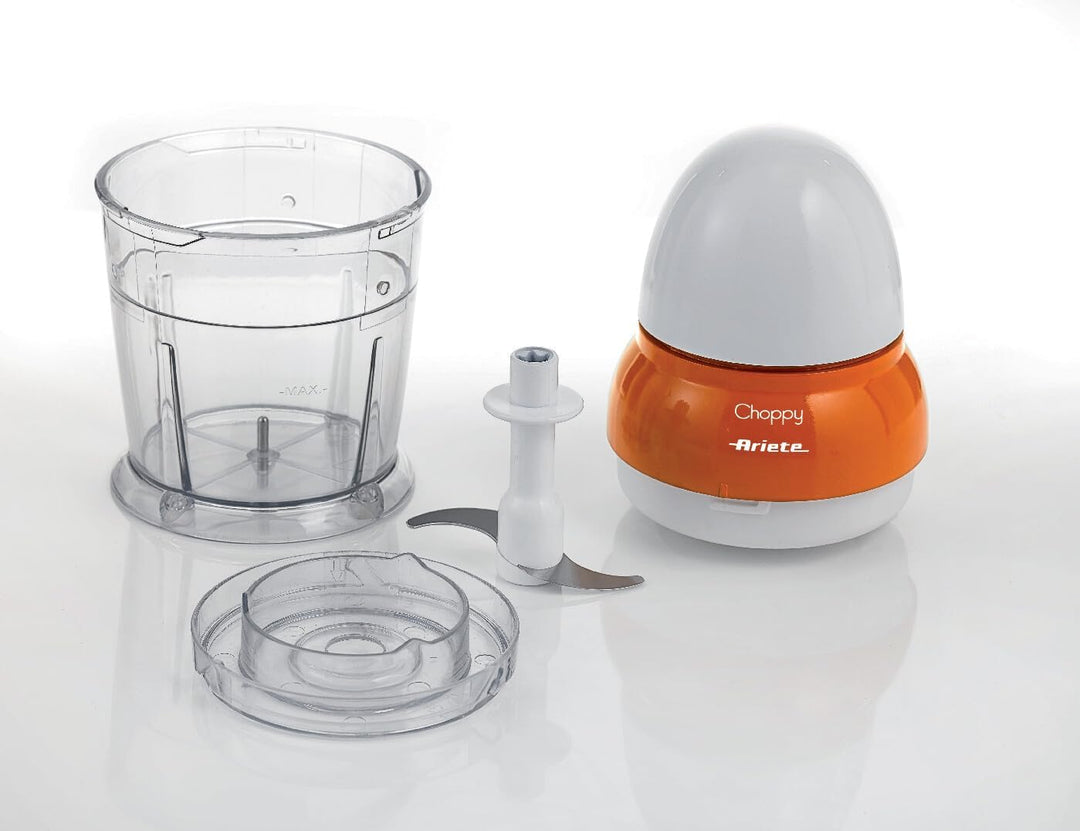 Ariete 1836 Choppy, Chopper, 160 W, Fassungsvermögen 250 ml, Edelstahlklingen, Pulsefunktion, Orange