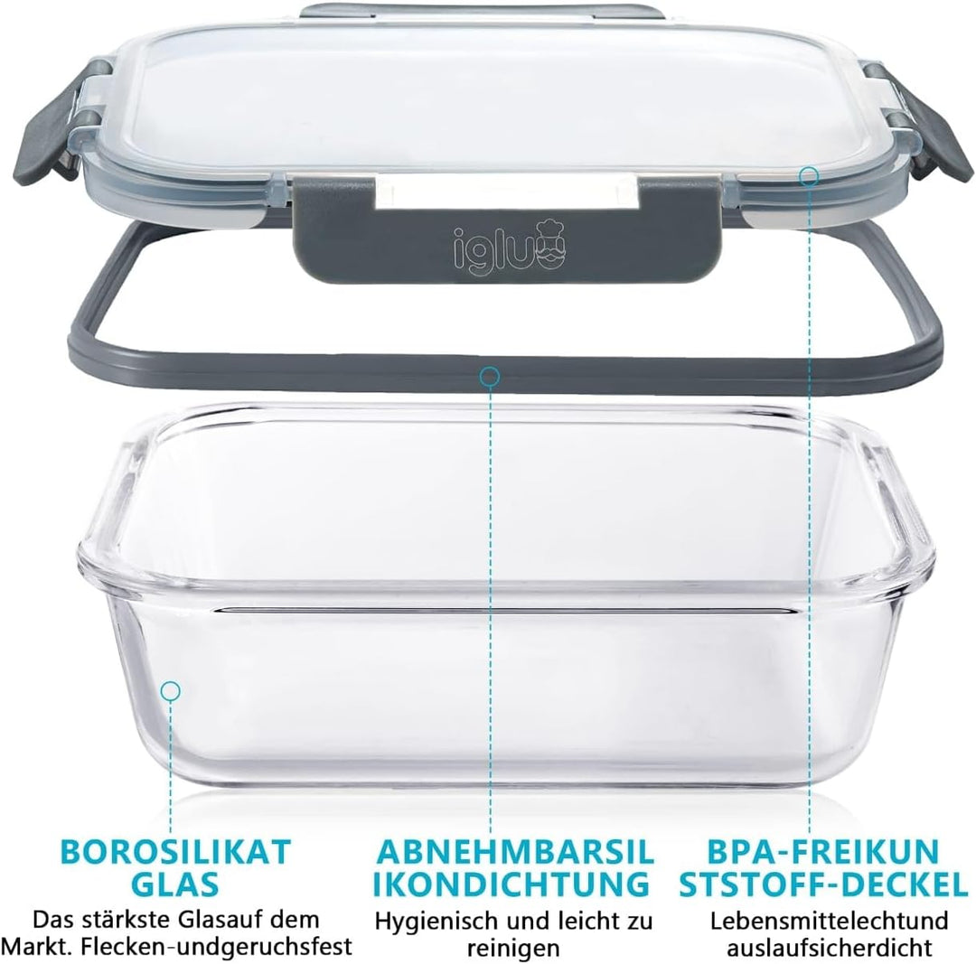 Igluu Meal Prep Glas-Frischhaltedosen mit BPA-freiem Deckel (12er-Pack) – mikrowellen-, ofen-, gefri