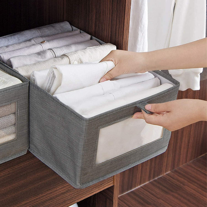 SUPRBIRD Aufbewahrungsbox, 3er Set Wardrobe Organizer, Faltbox Aufbewahrungskiste Ordnungsbox mit Tr